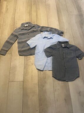 Old Navy Boys Button-Down flannel shirt w/ 2 short sleeve dress shirts